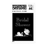 Swan Couple Black Wedding Bridal Shower Postage