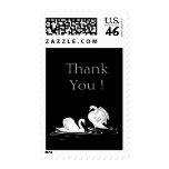 Swan Couple Black Wedding Thank You  Postage