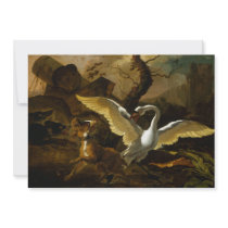 Swan Enraged by Dogs painting by Abraham Hondius Custom Announcements