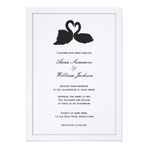 Swan Heart Wedding Invitation