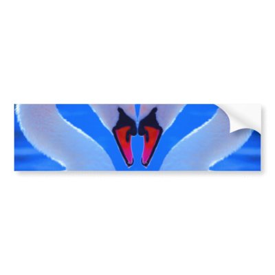 Swan Love, Romantic Heart Shaped Necks Bumper Stickers by beverlytazangel