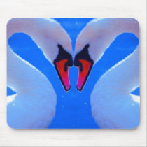 Swan Love, Romantic Heart Shaped Necks mousepads by beverlytazangel Swan Love, Romantic Heart Shaped Necks mousepads