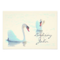 Swan Pair Thank You Card 5 x 3.5 Custom Announcement