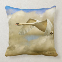 Swan Song Flying Swan Pillow by Lois Bryan pillows
