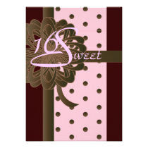 Swan Sweet Sixteen Retro Polka Dot Invitation invitations