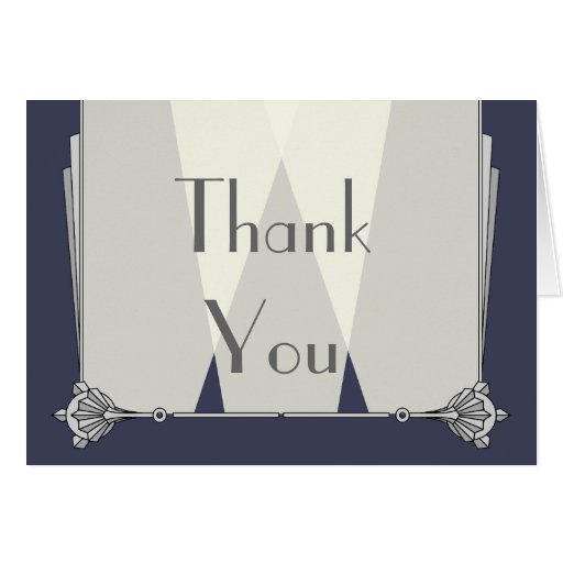 Swanky Art Deco in Blue Thank You Card Zazzle