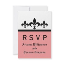 Swanky Fleur De Lis Response Card, Pink Personalized Announcement