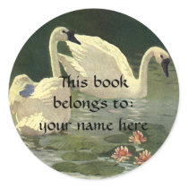 Swans Bookplate stickers by Tchotchke Swans Bookplate stickers