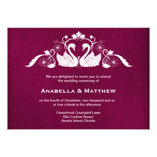 Swans wedding custom invitations