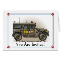 SWAT Team Hummer Party Invitation Greeting Cards