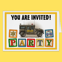 SWAT Team Hummer Police Car Party Invitation cards