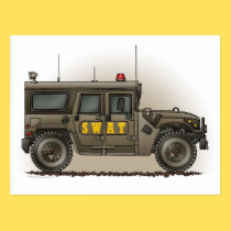 SWAT Team Hummer Postcard postcards
