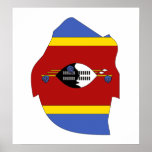 Swaziland Flag Map full size Poster