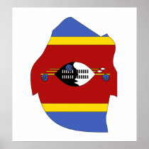 Swaziland Flag Map full size Poster