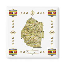 Swaziland Map + Flags Magnet