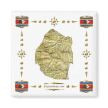 Swaziland Map + Flags Magnet
