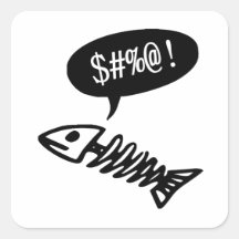 Swearing Fish - Funny Dead Fish Square Sticker