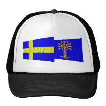 Sweden and Blekinge län waving flags Mesh Hats