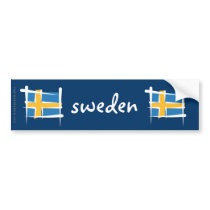 Sweden Brush Flag Bumper Sticker