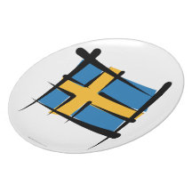 Sweden Brush Flag Dinner Plate