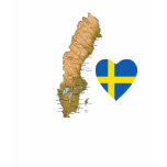 Sweden Flag Heart and Map T-Shirt