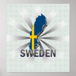 Sweden Flag Map 2.0 Posters