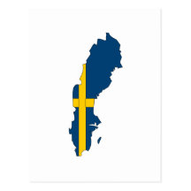 Sweden flag map postcard