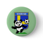 This adorable little panda is too cute! He's featured in front of a large flag from Sweden and ready to play football and score some goals. This cute design is perfect for football players and soccer fans.