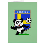 This adorable little panda is too cute! He's featured in front of a large flag from Sweden and ready to play football and score some goals. This cute design is perfect for football players and soccer fans.