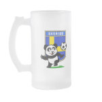 This adorable little panda is too cute! He's featured in front of a large flag from Sweden and ready to play football and score some goals. This cute design is perfect for football players and soccer fans.