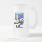 This adorable little panda is too cute! He's featured in front of a large flag from Sweden and ready to play football and score some goals. This cute design is perfect for football players and soccer fans.