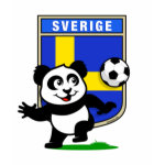 This adorable little panda is too cute! He's featured in front of a large flag from Sweden and ready to play football and score some goals. This cute design is perfect for football players and soccer fans.
