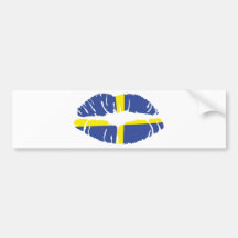 sweden kiss lipstick flag bumper sticker