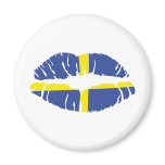 sweden kiss lipstick flag fridge magnet