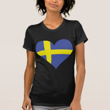 sweden love heart - swedish flag tee shirt