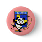 This adorable little panda bear is too cute! Featured in front of a large flag from Sweden, this panda is getting ready to do a rhythmic gymnastics routine with a gymnastics ribbon! This cute design is perfect for gymnasts and gymnastics fans.