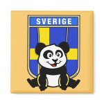 This adorable little panda is too cute! He's featured in front of a flag from Sweden and getting ready to do a gymnastics routine on the rings. This cute design is perfect for gymnasts and gymnastics fans.