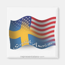 Swedish-American Waving Flag Refrigerator Magnets