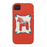 Swedish Dala Horse Folk Art Framed iPhone 4 Case