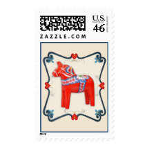 Swedish Dala Horse Folk Art Framed Stamps