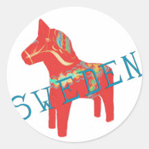 Swedish Dala Horse gifts & greetings Round Stickers
