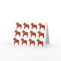 Swedish Dala Horse Pattern with Personalized Text Greeting Card