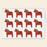 Swedish Dala Horse Pattern with Personalized Text cards