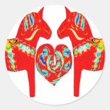 Swedish Dala Horses w Heart Sticker