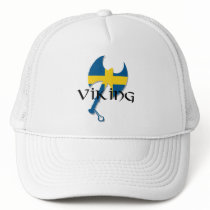 Swedish Viking Sweden flag Axe Trucker Hats