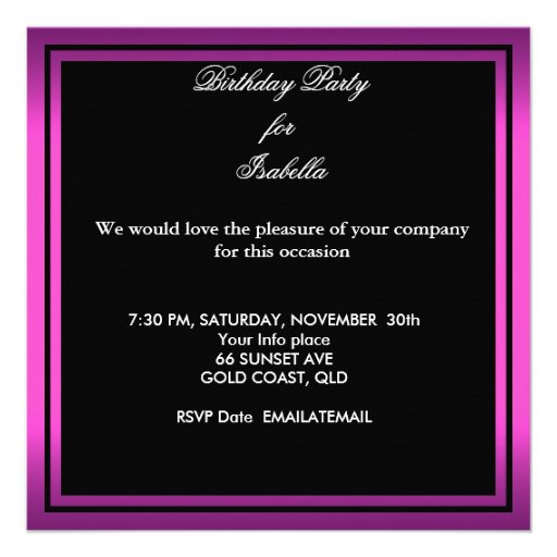 Sweet 13 13th Birthday Zebra Cow Pink Black Personalized Invitations
