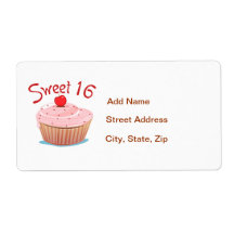 Sweet 16 16th Birthday Cupcake Personalized Shipping Label