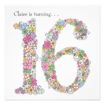 Sweet 16 16th Birthday Party Custom Invitation