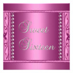 Sweet 16 16th Elegant Pink Silver Pearl Jewel Custom Invites