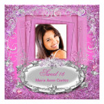 Sweet 16 16th Sweet Sixteen Pink Glitter Look Invitations